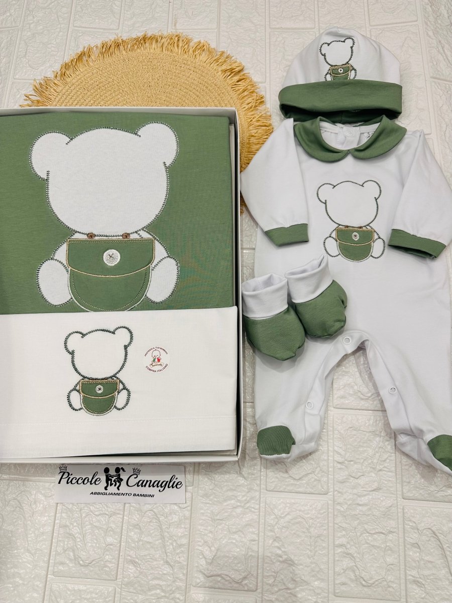 Set Nascita Cotone Orsetto Verde 35102 - Piccole Canaglie - PC25237