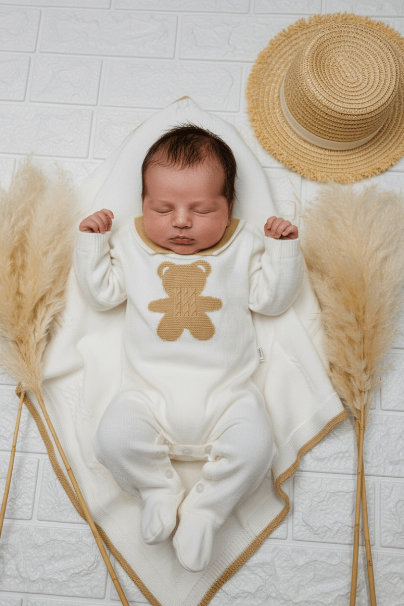 Set Nascita Cotone Orso Beige 1280m1 - Piccole Canaglie - PC25197