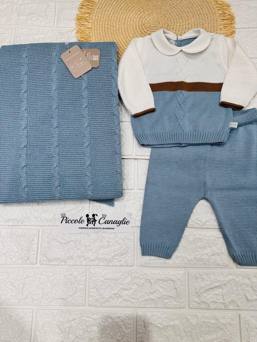 Set Nascita Cotone Premium Celeste - Piccole Canaglie - 