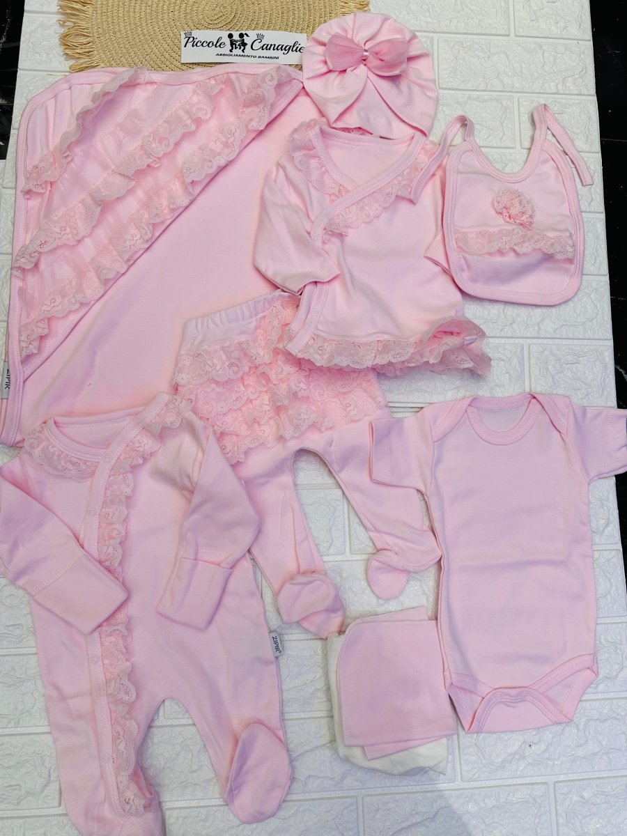 Set nascita Cotone tulle Rosa - Piccole Canaglie - 