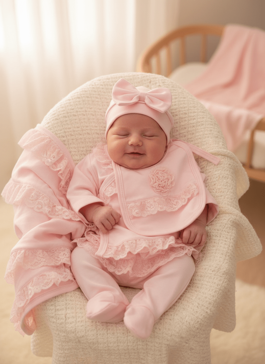 Set nascita Cotone tulle Rosa - Piccole Canaglie - 