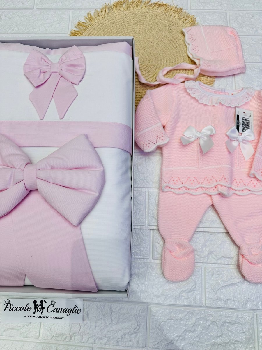 Set nascita fiocco Rosa cuffietta - Piccole Canaglie - 