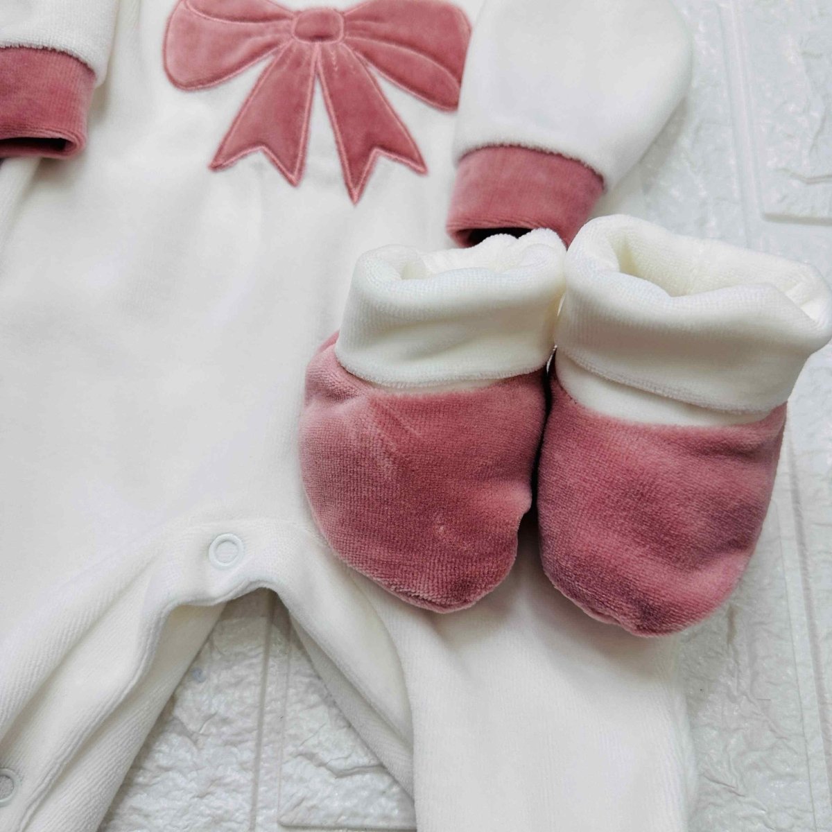 Set Nascita in Ciniglia Fiocco Rosa Antico - Piccole Canaglie - 