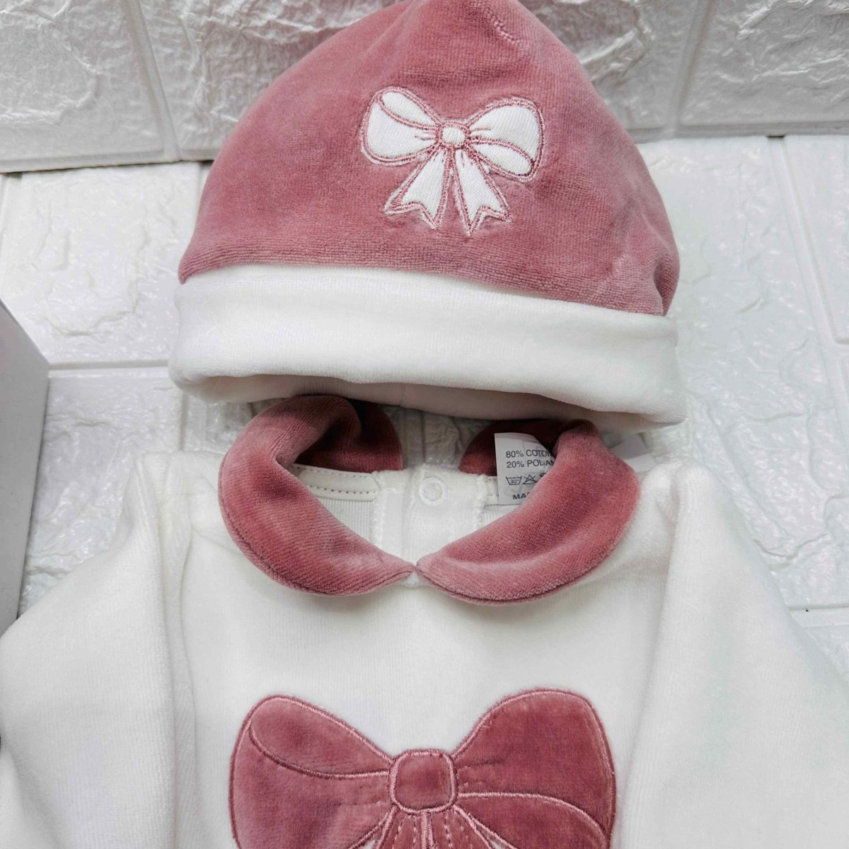 Set Nascita in Ciniglia Fiocco Rosa Antico - Piccole Canaglie - 