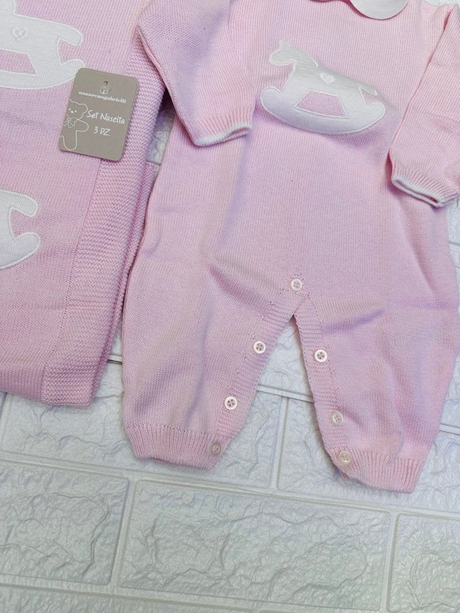 Set nascita in cotone cavallino nazareno gabrielli DIS7 - Piccole Canaglie - 