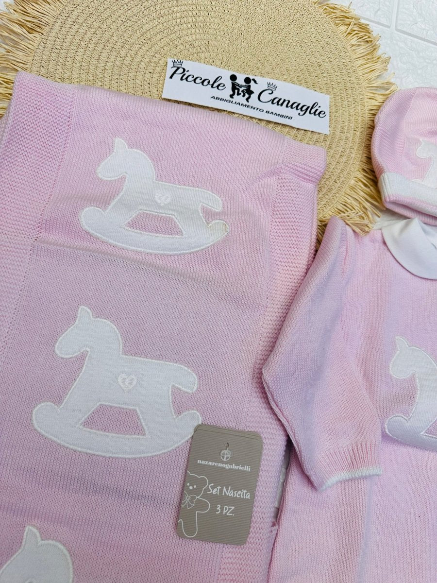 Set nascita in cotone cavallino nazareno gabrielli DIS7 - Piccole Canaglie - 
