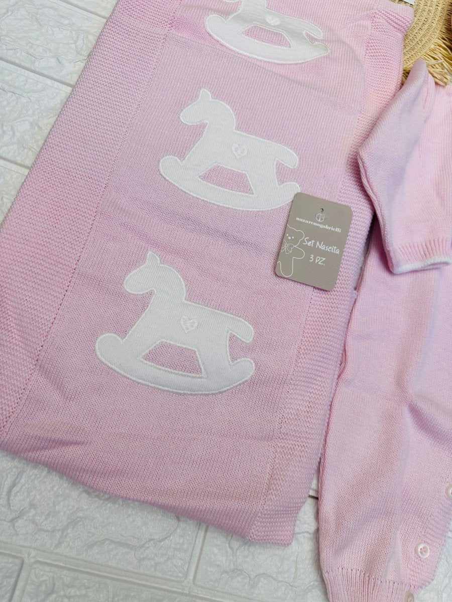 Set nascita in cotone cavallino nazareno gabrielli DIS7 - Piccole Canaglie - 