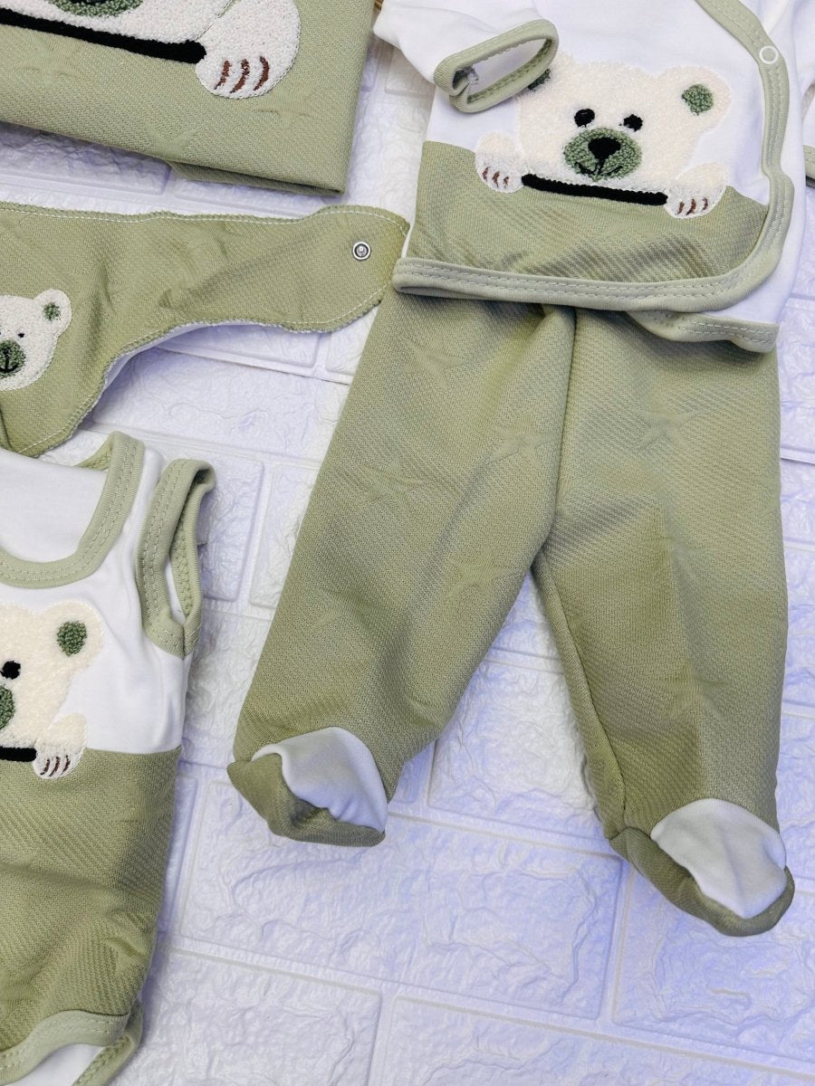 Set Nascita in cotone orsetto Verde - Piccole Canaglie - 
