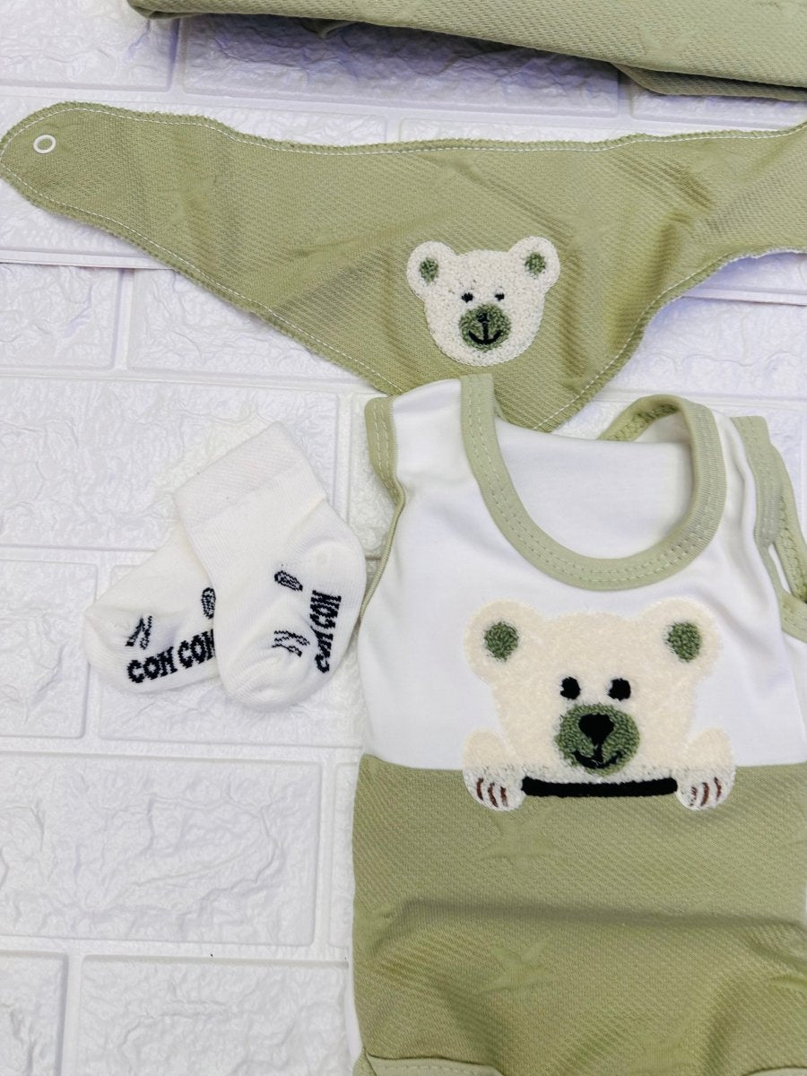 Set Nascita in cotone orsetto Verde - Piccole Canaglie - 