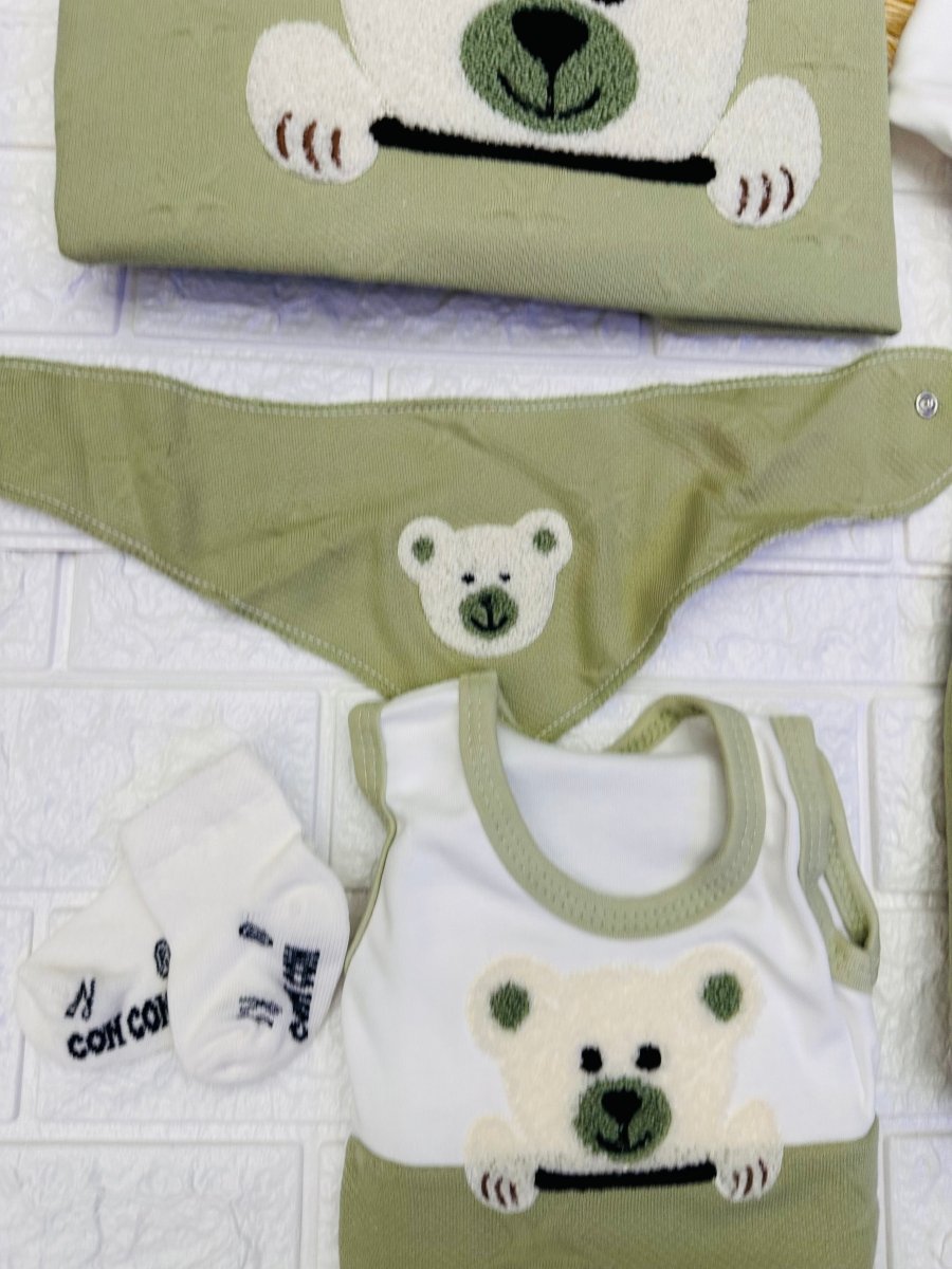 Set Nascita in cotone orsetto Verde - Piccole Canaglie - 