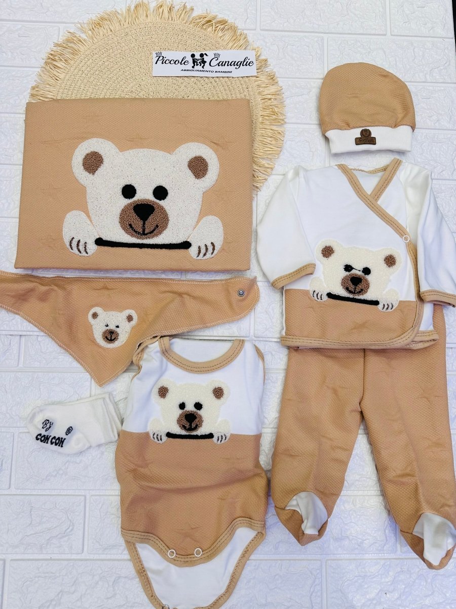 Set Nascita in cotone Orso biscotto - Piccole Canaglie - 