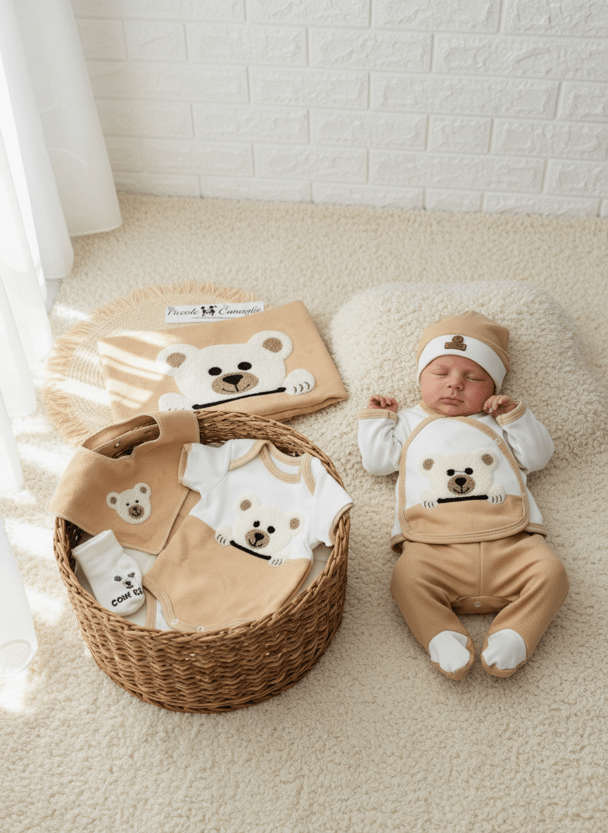 Set Nascita in cotone Orso biscotto - Piccole Canaglie - 