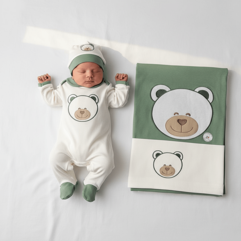 Set Nascita In Cotone Orso Verde 35104 - Piccole Canaglie - PC26399