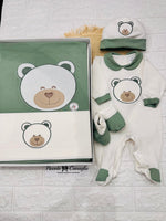 Set nascita in cotone orso verde 35104 - Piccole Canaglie - PC26399