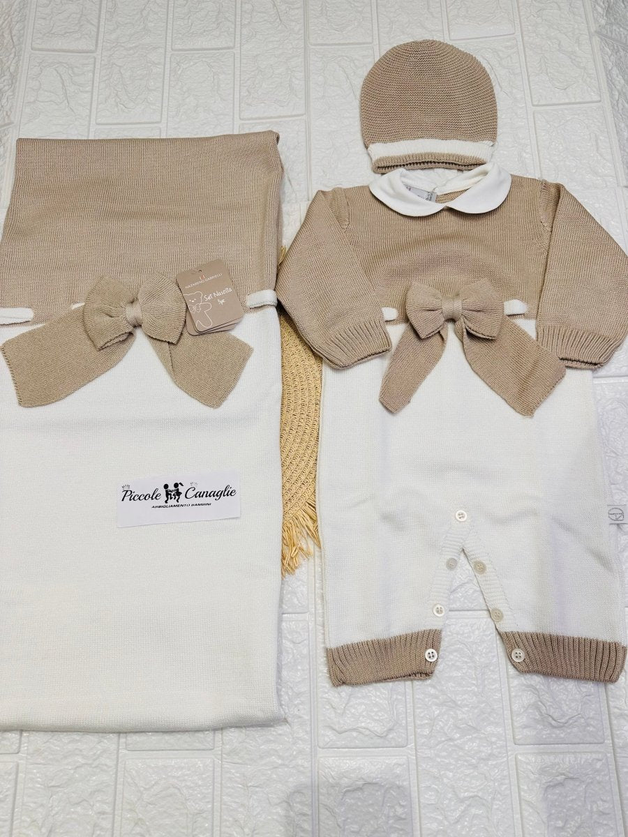 Set Nascita Nazareno Gabrielli Disegno Fiocco Begie 3485 - Piccole Canaglie - PC26895