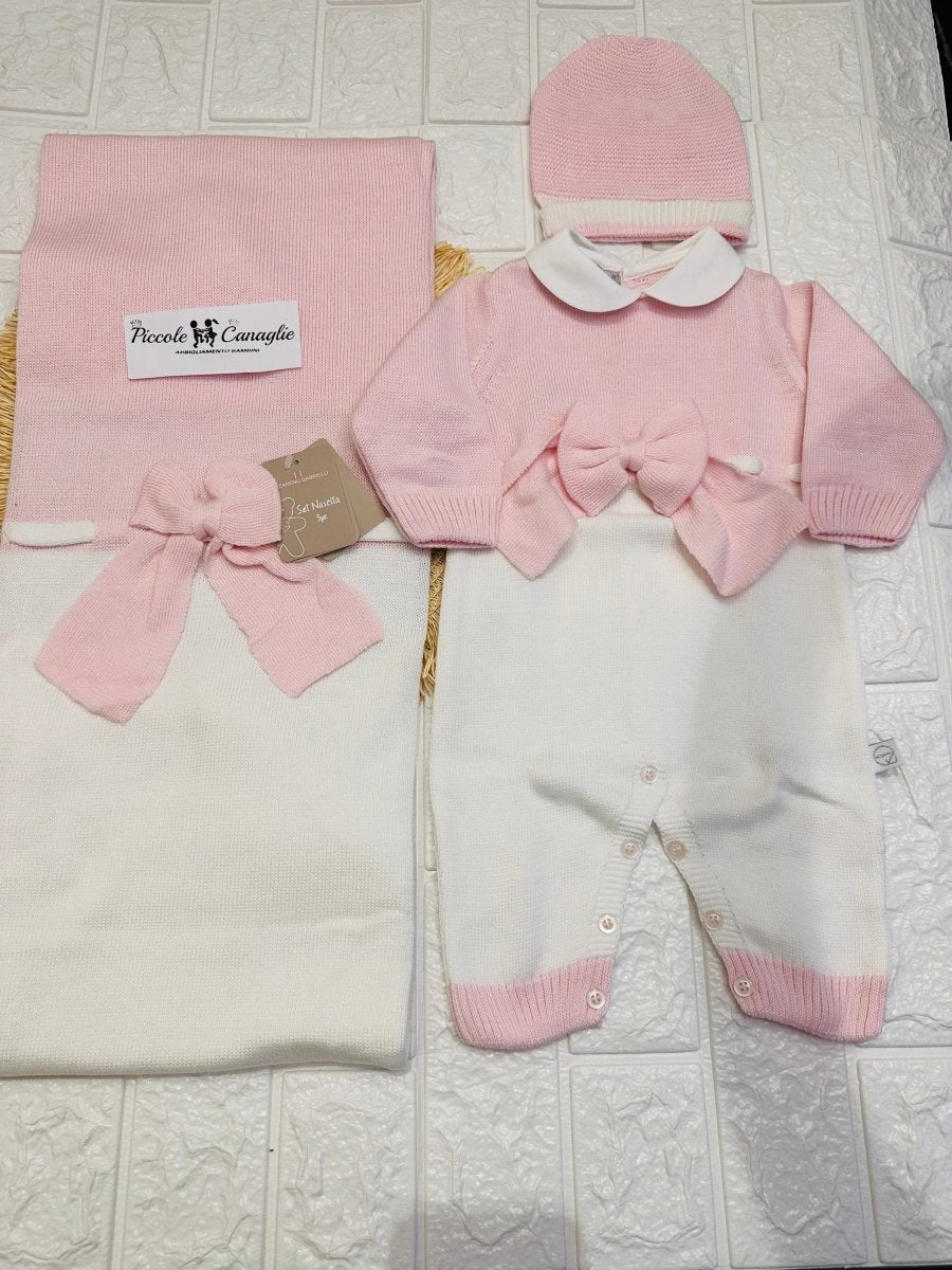 Set Nascita Nazareno Gabrielli Disegno Fiocco Rosa 3485 - Piccole Canaglie - PC26901