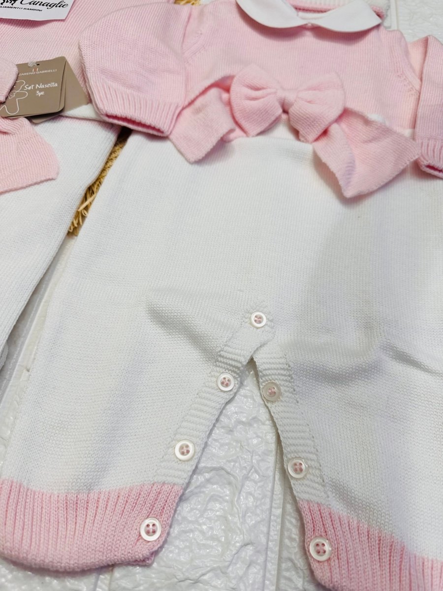 Set Nascita Nazareno Gabrielli Disegno Fiocco Rosa 3485 - Piccole Canaglie - PC26901