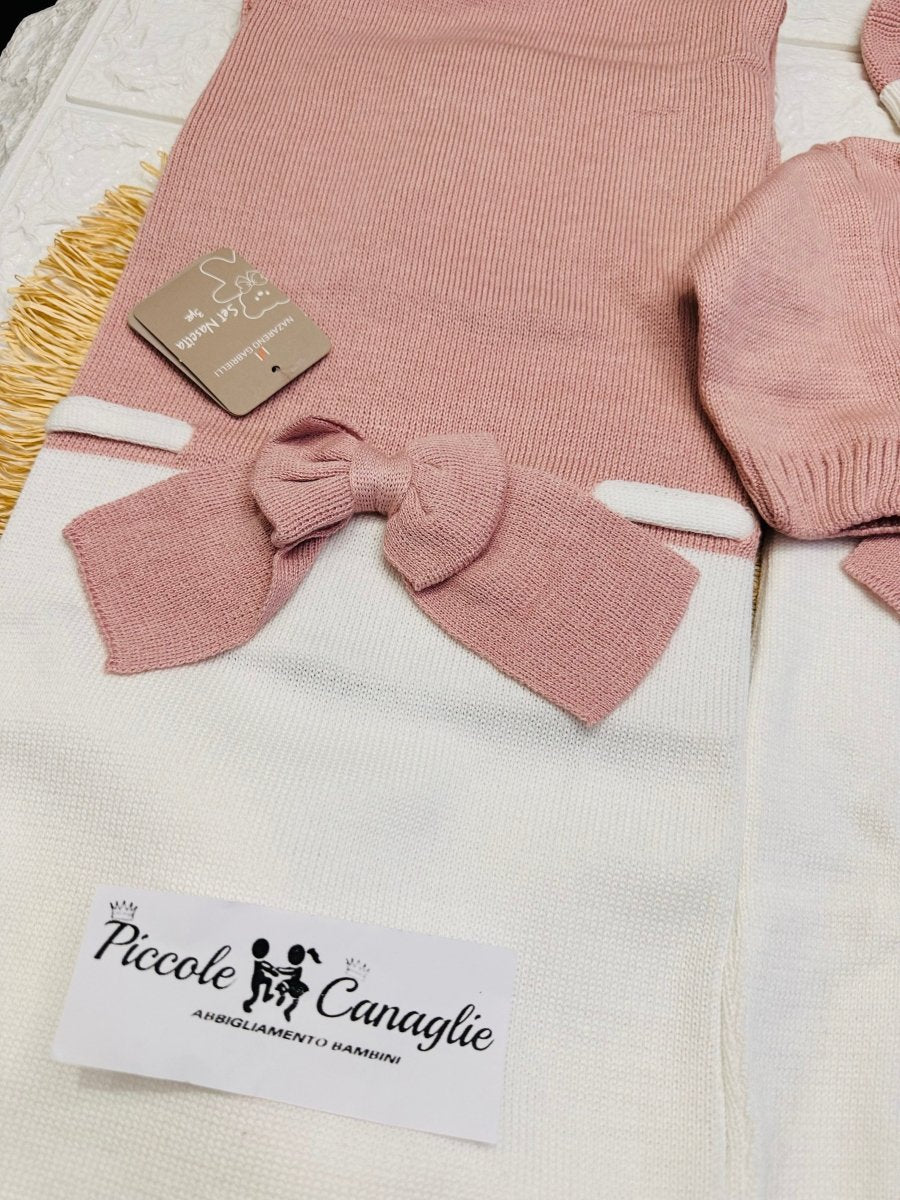 Set Nascita Nazareno Gabrielli Disegno Fiocco Rosa Antico 3485 - Piccole Canaglie - PC26899