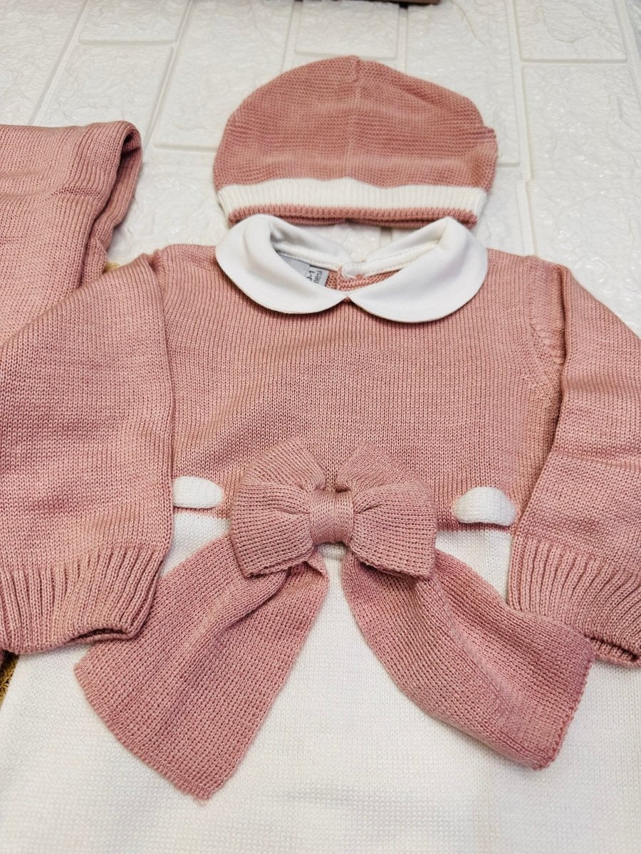 Set Nascita Nazareno Gabrielli Disegno Fiocco Rosa Antico 3485 - Piccole Canaglie - PC26899