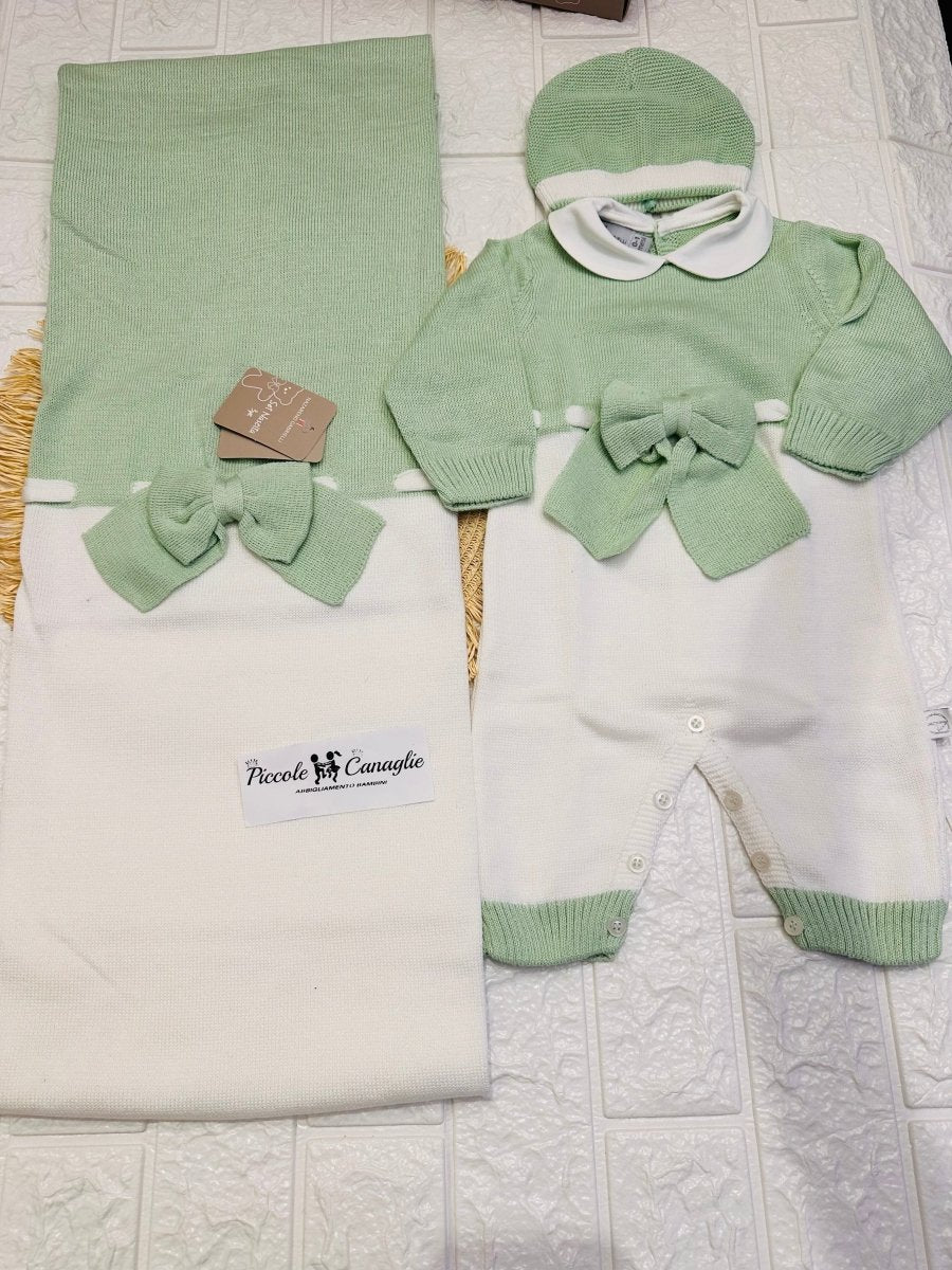 Set Nascita Nazareno Gabrielli Disegno Fiocco Verde 3485 - Piccole Canaglie - PC26897