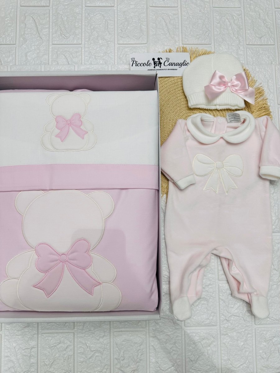 Set Nascita Orso Fiocco Rosa - Piccole Canaglie - 