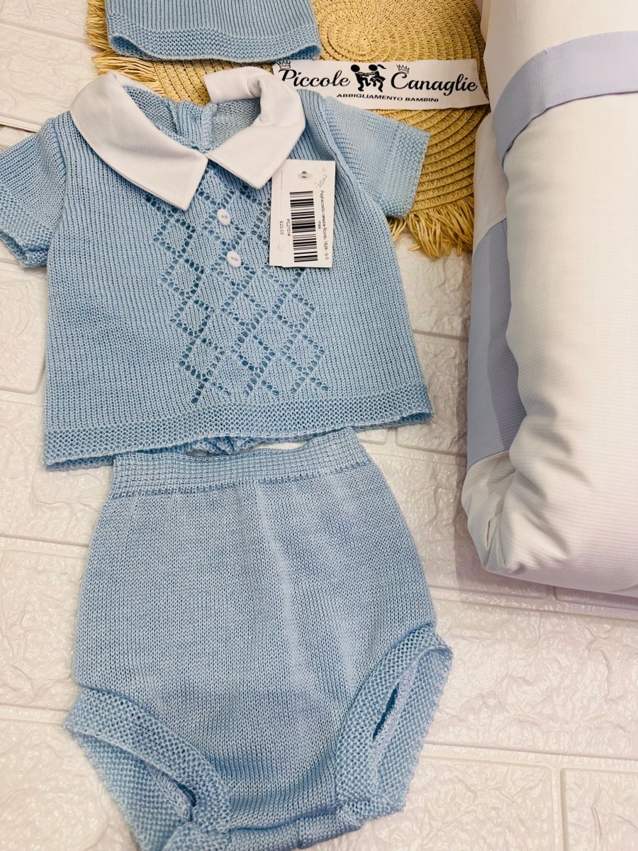 Set Nascita Pagliaccetto Linea Diamond Celeste - Piccole Canaglie - 