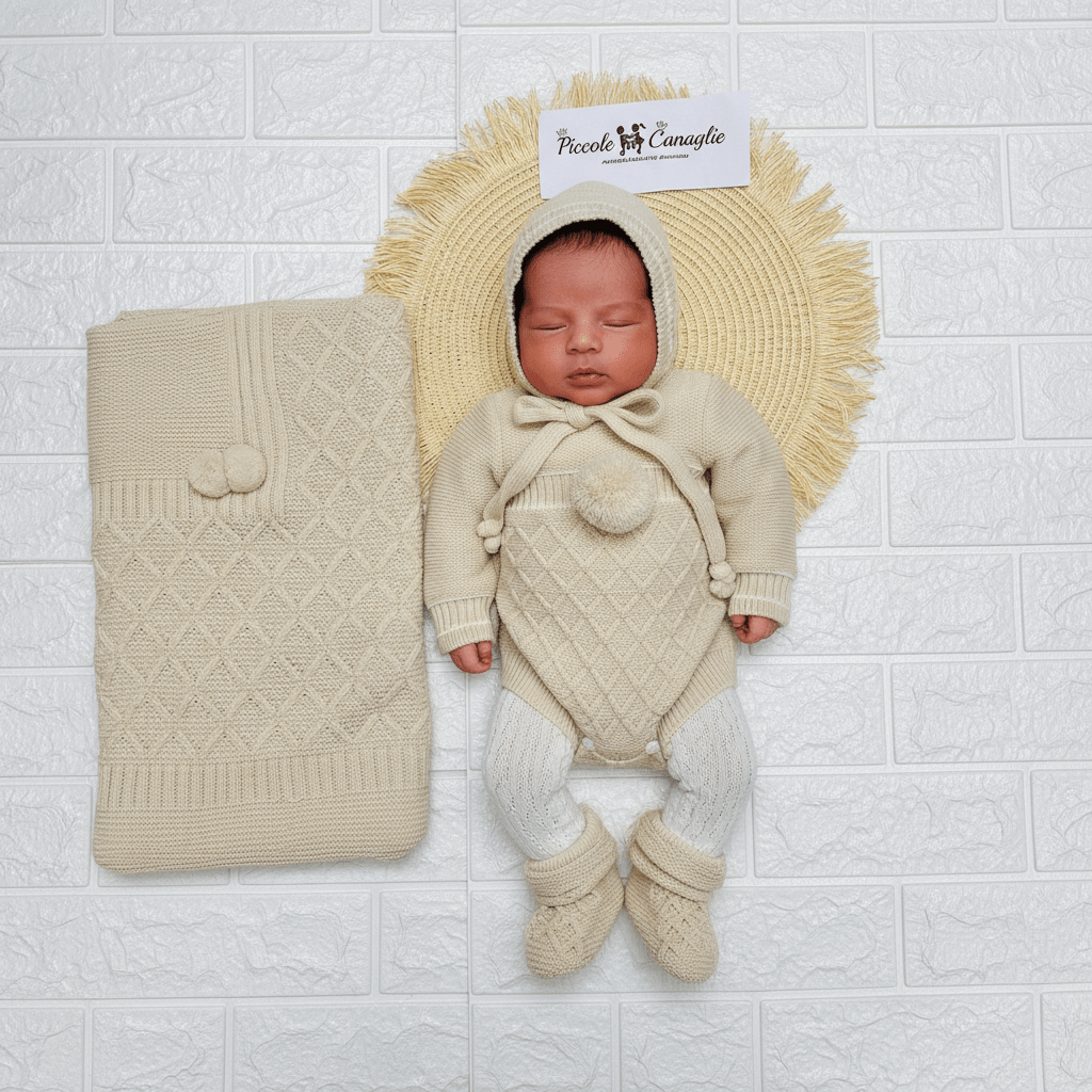 Set Nascita Pon Pon Beige - Piccole Canaglie - PC22912