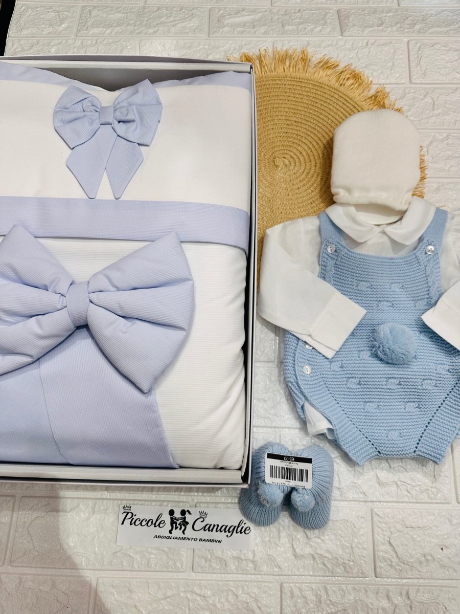 Set nascita Pon Pon Celeste - Piccole Canaglie - 