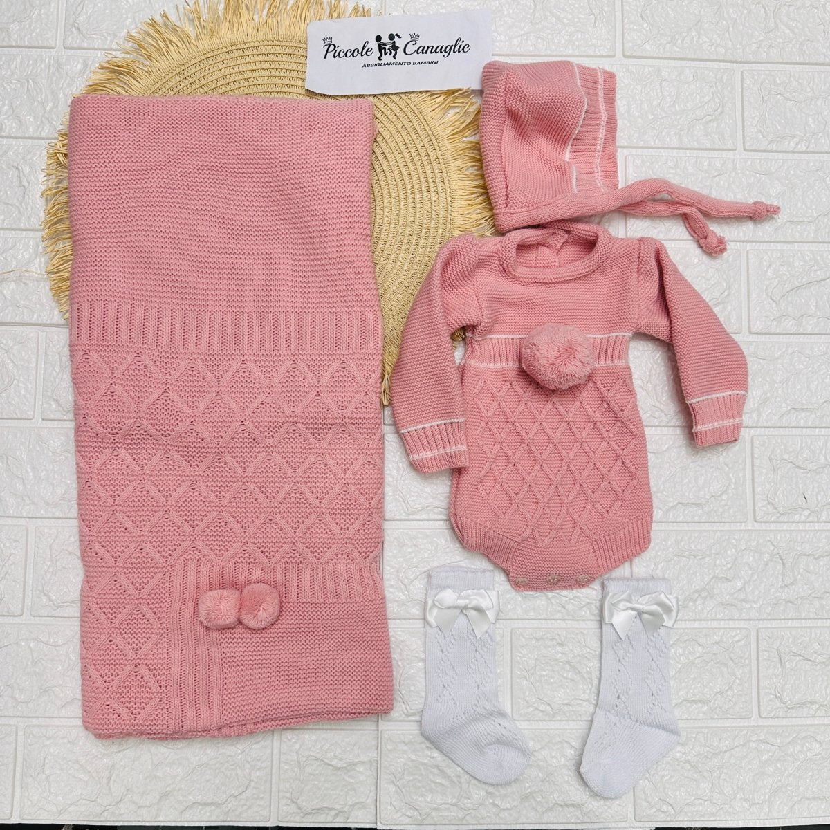 Set Nascita Pon Pon Rosa antico - Piccole Canaglie - PC22913