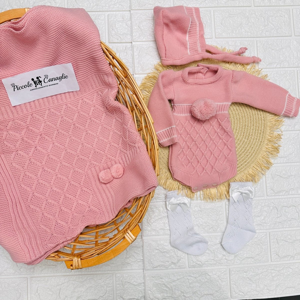 Set Nascita Pon Pon Rosa antico - Piccole Canaglie - PC22913