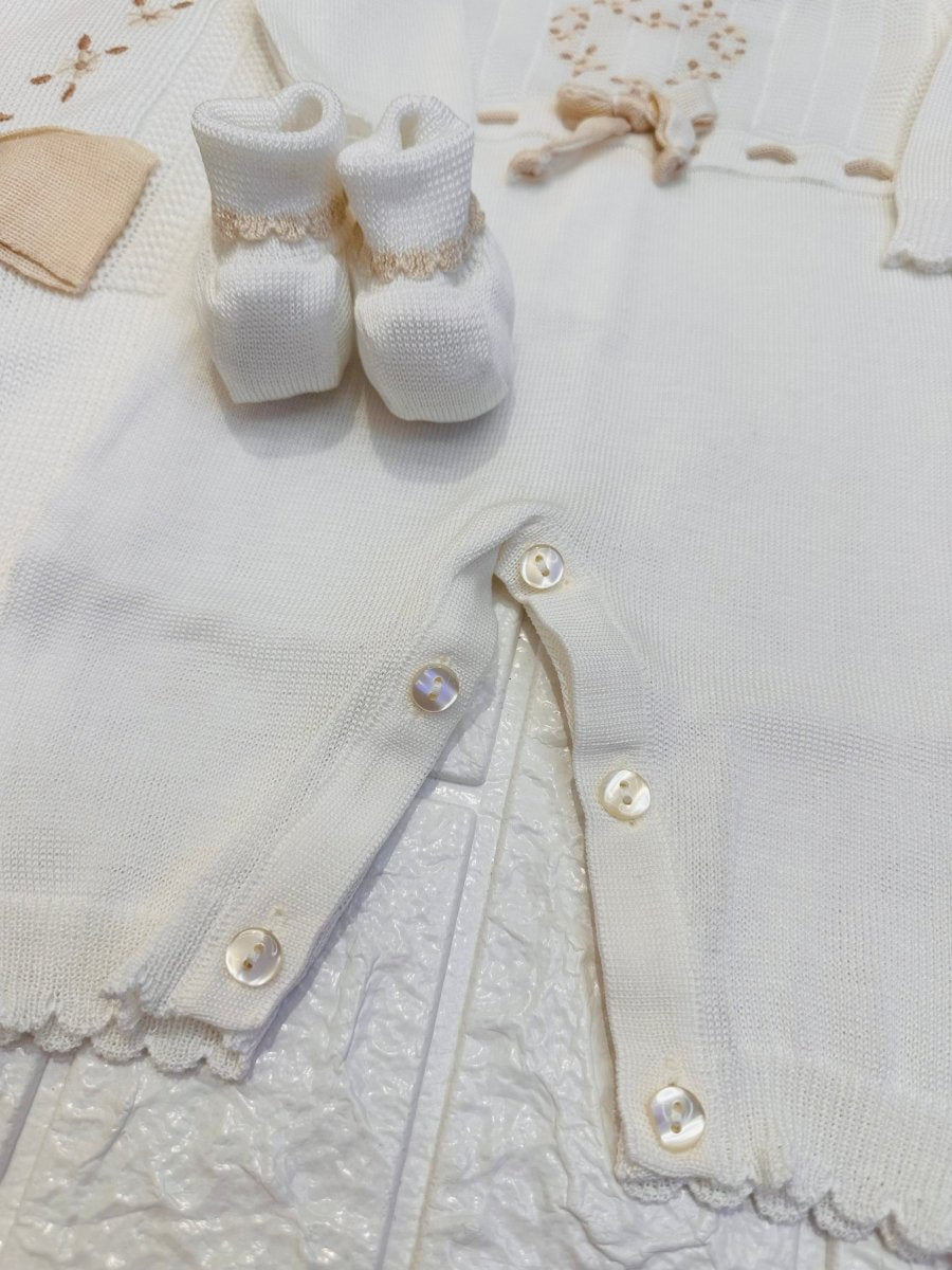 Set Nascita Prime Emozioni Puro Cotone Disegno Cuore Bianco/Begie 3151 - Piccole Canaglie - PC26892