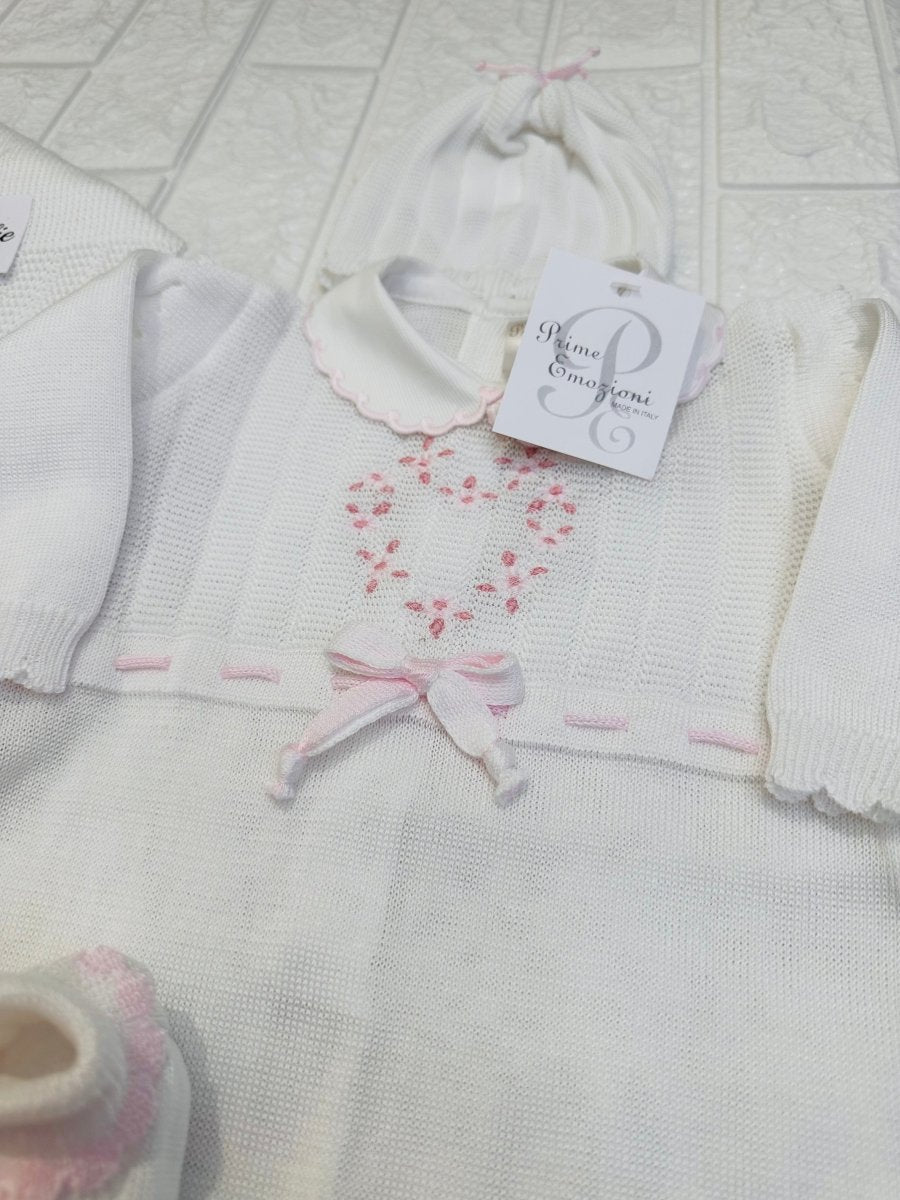 Set Nascita Prime Emozioni Puro Cotone Disegno Cuore Bianco/Rosa 3151 - Piccole Canaglie - PC26891