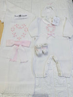 Set Nascita Prime Emozioni Puro Cotone Disegno Cuore Bianco/Rosa 3151 - Piccole Canaglie - PC26891