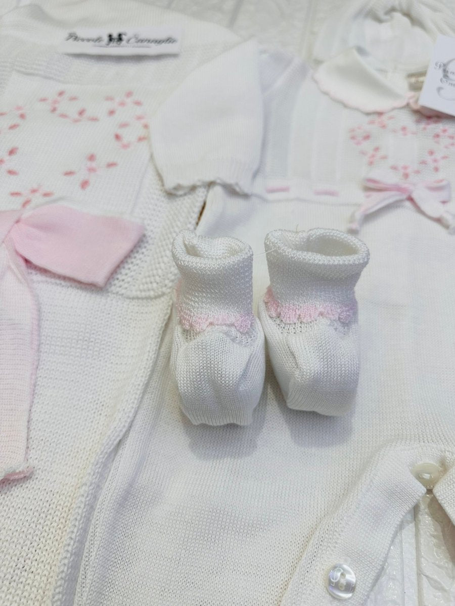 Set Nascita Prime Emozioni Puro Cotone Disegno Cuore Bianco/Rosa 3151 - Piccole Canaglie - PC26891