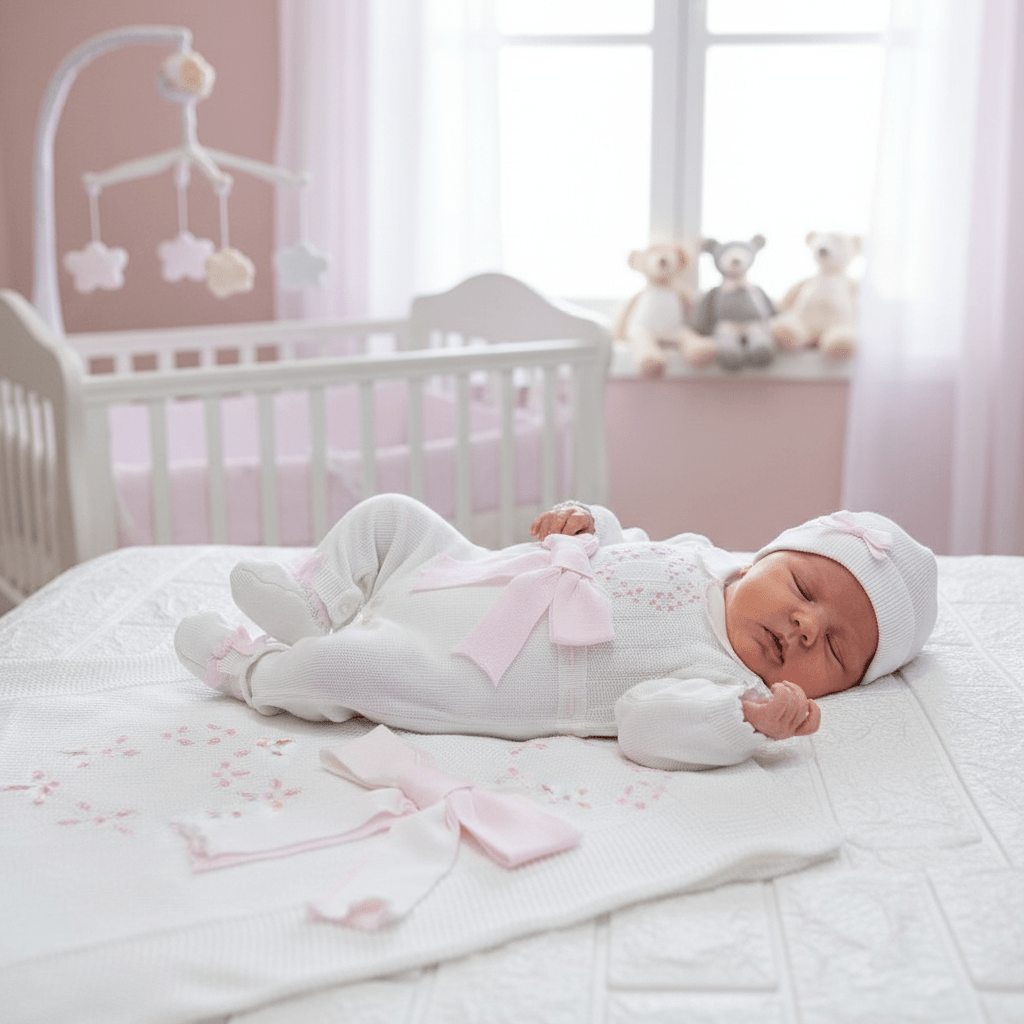 Set Nascita Prime Emozioni Puro Cotone Disegno Cuore Bianco/Rosa 3151 - Piccole Canaglie - PC26891