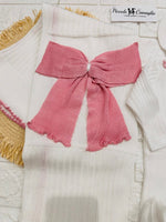 Set Nascita Prime Emozioni Puro Cotone Disegno Fiocco Bianco/Rosa 3141 - Piccole Canaglie - PC26889