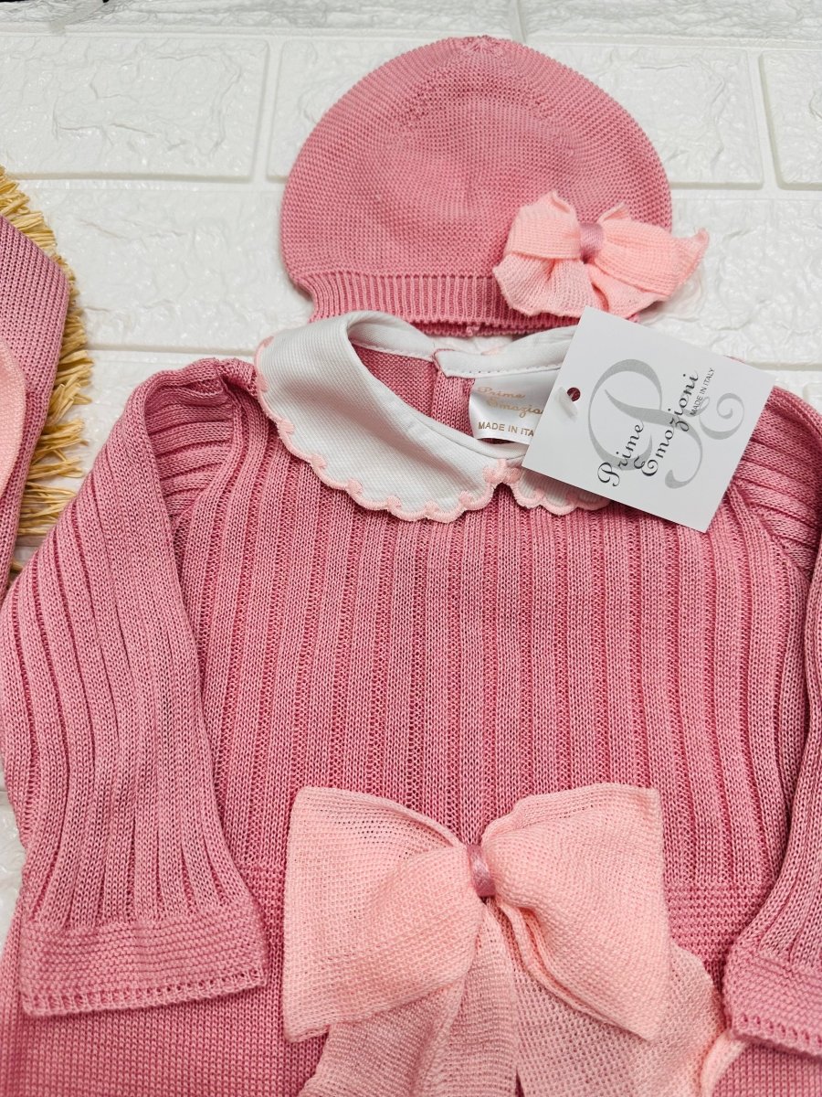 Set Nascita Prime Emozioni Puro Cotone Disegno Fiocco Rosa Antico/Rosa 3141 - Piccole Canaglie - PC26890