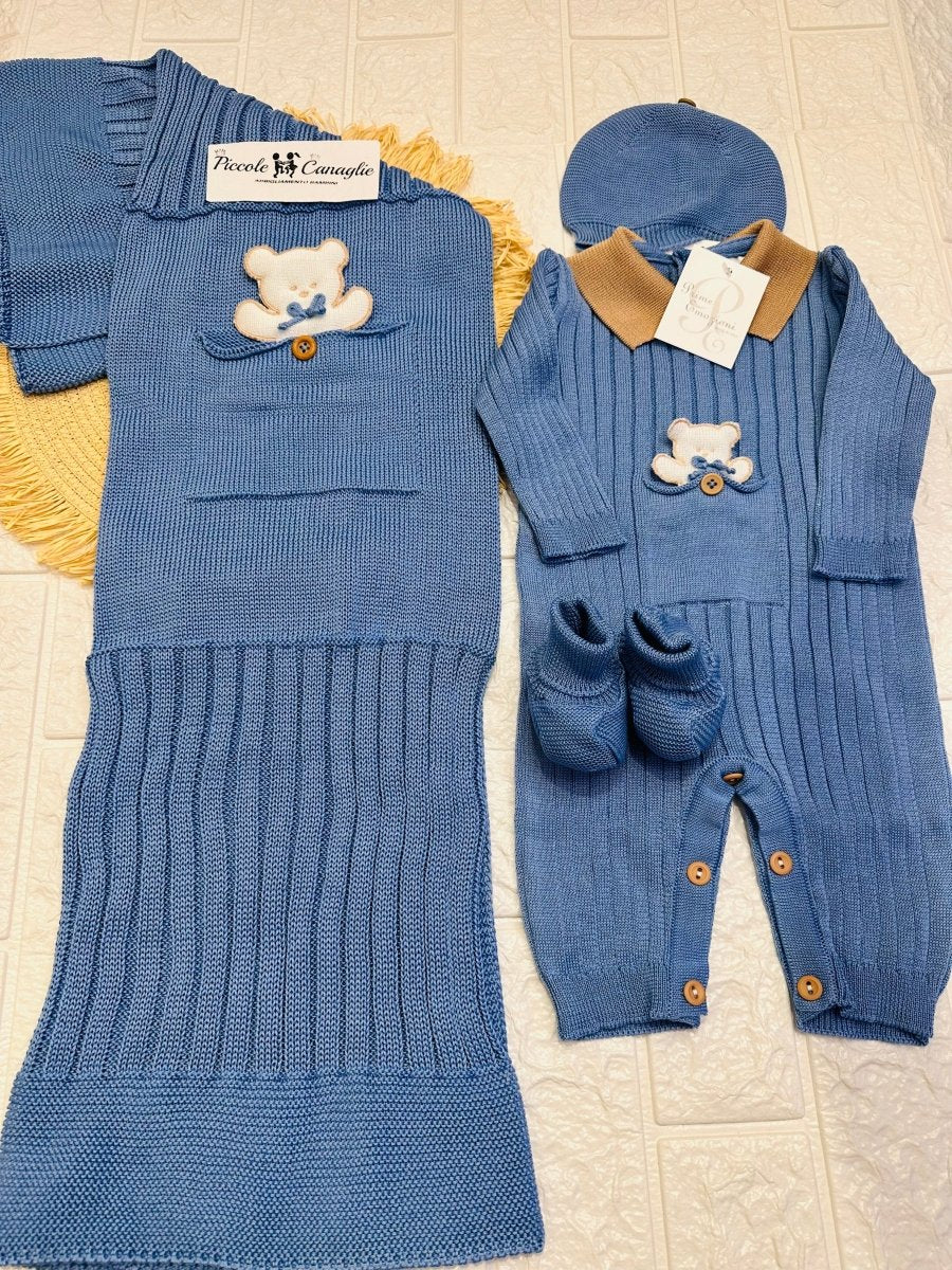 Set Nascita Prime Emozioni Puro Cotone Disegno Orso Avion/Corda 3131 - Piccole Canaglie - PC26894