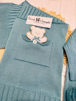 Set Nascita Prime Emozioni Puro Cotone Disegno Orso Ottanio 3131 - Piccole Canaglie - PC26893