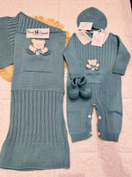 Set Nascita Prime Emozioni Puro Cotone Disegno Orso Ottanio 3131 - Piccole Canaglie - PC26893