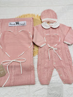 Set Nascita Tessuto invernale Nazareno Gabrielli cuoricino rosa antico NG3488 DIS 13 - Piccole Canaglie - PC29629