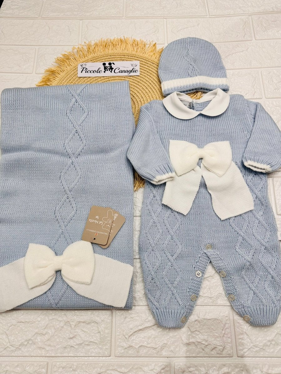 Set Nascita Tessuto invernale Nazareno Gabrielli fiocco celeste NG3488 DIS 14 - Piccole Canaglie - PC29613
