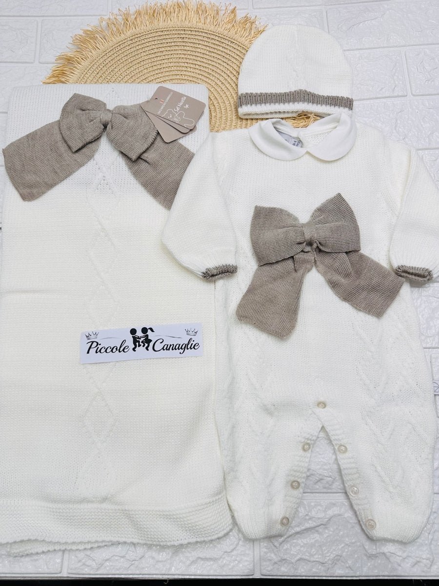 Set Nascita Tessuto invernale Nazareno Gabrielli fiocco panna NG3488 DIS 14 - Piccole Canaglie - PC29611