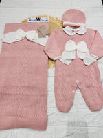 Set Nascita Tessuto invernale Nazareno Gabrielli fiocco rosa antico NG3488 DIS 14 - Piccole Canaglie - PC29615