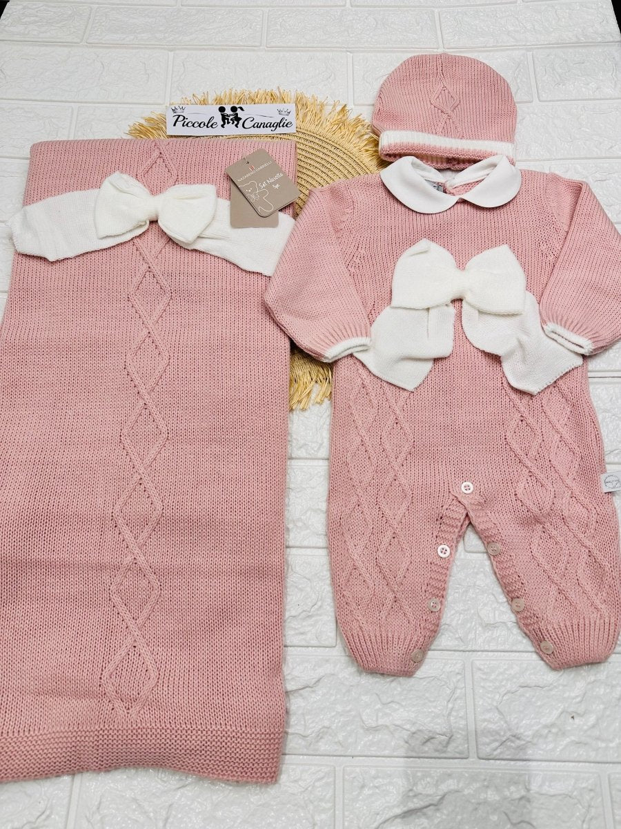 Set Nascita Tessuto invernale Nazareno Gabrielli fiocco rosa antico NG3488 DIS 14 - Piccole Canaglie - PC29615