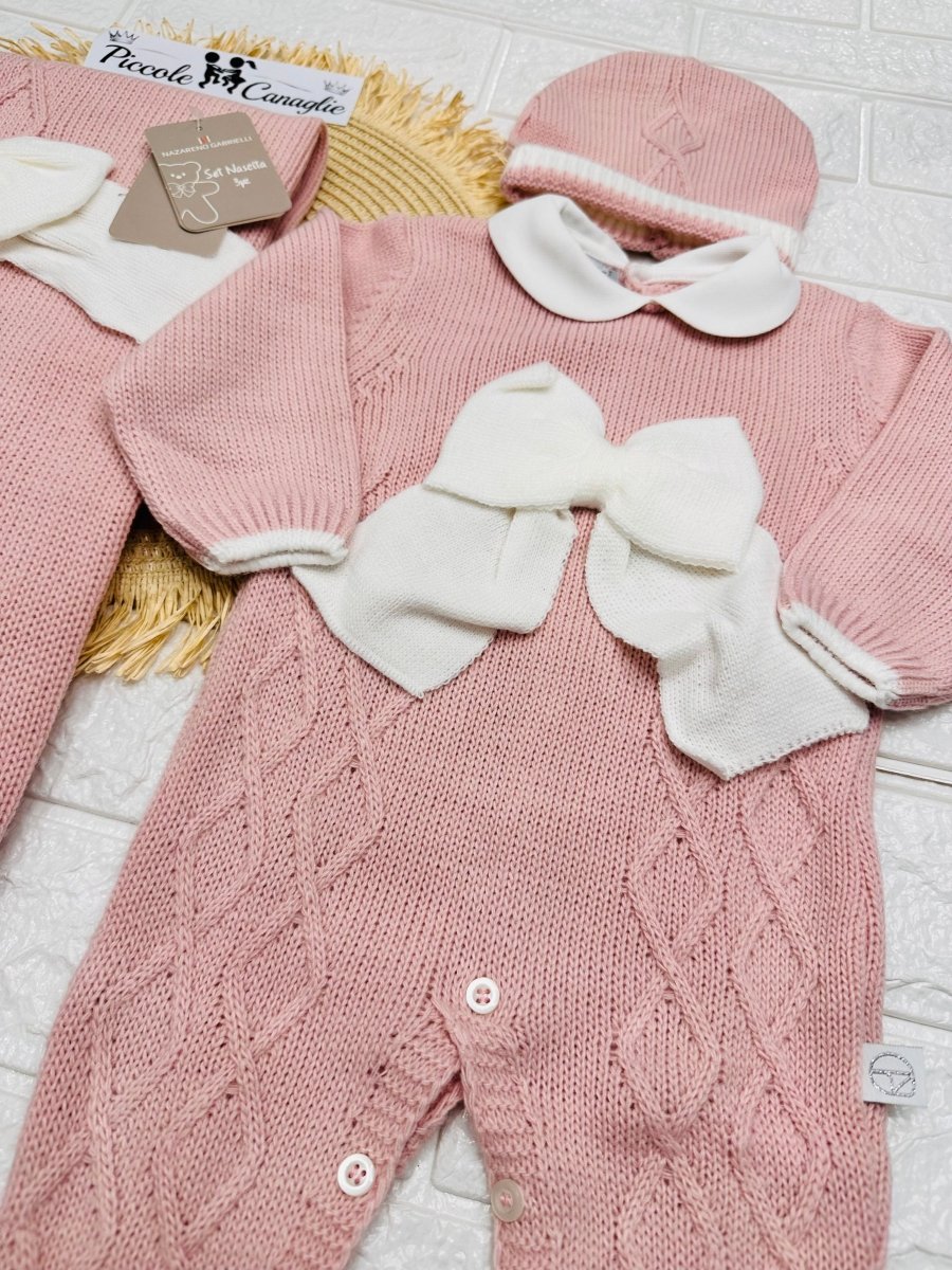 Set Nascita Tessuto invernale Nazareno Gabrielli fiocco rosa antico NG3488 DIS 14 - Piccole Canaglie - PC29615
