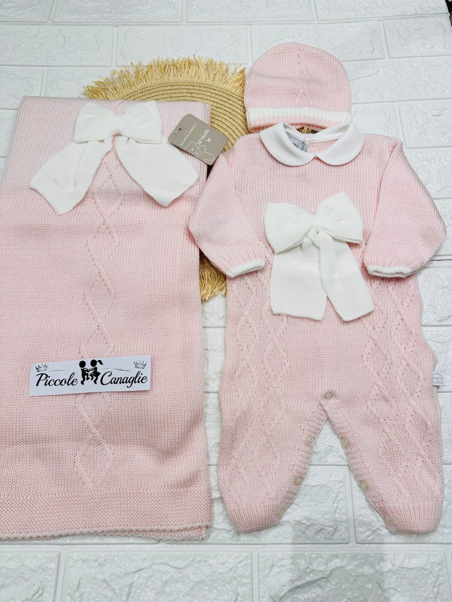 Set Nascita Tessuto invernale Nazareno Gabrielli fiocco rosa NG3488 DIS 14 - Piccole Canaglie - PC29609