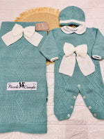 Set Nascita Tessuto invernale Nazareno Gabrielli fiocco smeraldo NG3488 DIS 14 - Piccole Canaglie - PC29617