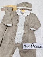 Set Nascita Tessuto invernale Nazareno Gabrielli intreccio a mano Beige NG3488 DIS 17 - Piccole Canaglie - PC29625