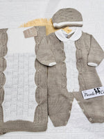 Set Nascita Tessuto invernale Nazareno Gabrielli intreccio a mano Beige NG3488 DIS 17 - Piccole Canaglie - PC29625
